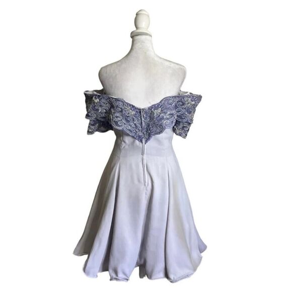 Vtg Karen Okada For David Howard 1980s Purple Lace Faux Pearl Dress Gown US 10 - Picture 5 of 16